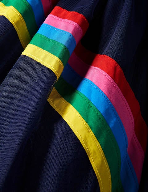 Velvet Bodice Tulle Dress - College Navy Rainbow Velvet Bodice Tulle Dress - College Navy Rainbow