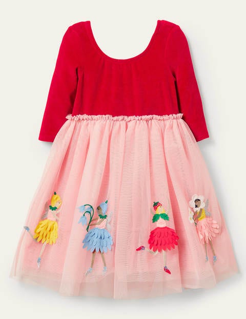Tüllkleid mit Samtoberteil - Königsrot, Feen Tüllkleid mit Samtoberteil - Königsrot, Feen