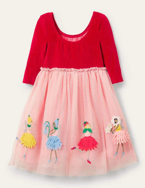 Tüllkleid mit Samtoberteil - Königsrot, Feen Tüllkleid mit Samtoberteil - Königsrot, Feen