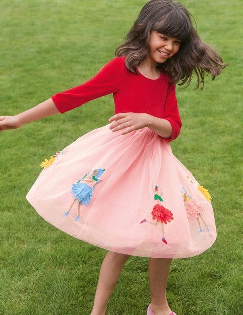 Tüllkleid mit Samtoberteil - Königsrot, Feen Tüllkleid mit Samtoberteil - Königsrot, Feen