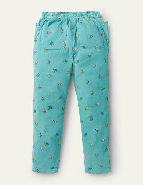 Lined Pull-on Cord Trousers - Frost Blue Patchwork Floral Lined Pull-on Cord Trousers - Frost Blue Patchwork Floral
