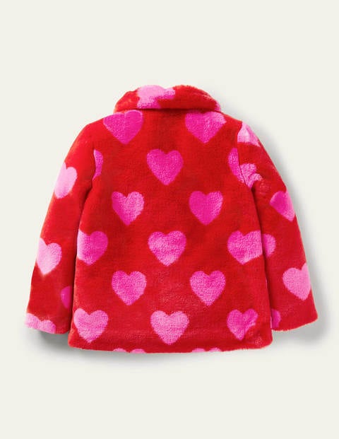 Mantel aus Pelzimitat - Rockabilly-Rot/Rosa, Herzen Mantel aus Pelzimitat - Rockabilly-Rot/Rosa, Herzen