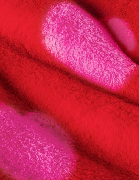 Mantel aus Pelzimitat - Rockabilly-Rot/Rosa, Herzen Mantel aus Pelzimitat - Rockabilly-Rot/Rosa, Herzen