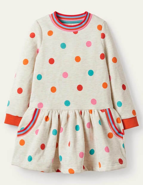 보덴 걸즈 원피스 Boden 코스y Printed Sweatshirt Dress - Oatmeal Multi Spot