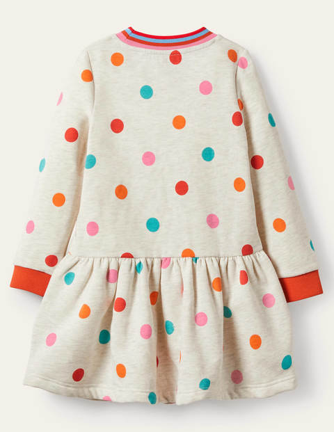 Cosy Printed Sweatshirt Dress - Oatmeal Multi Spot Cosy Printed Sweatshirt Dress - Oatmeal Multi Spot