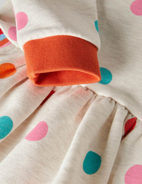 Cosy Printed Sweatshirt Dress - Oatmeal Multi Spot Cosy Printed Sweatshirt Dress - Oatmeal Multi Spot