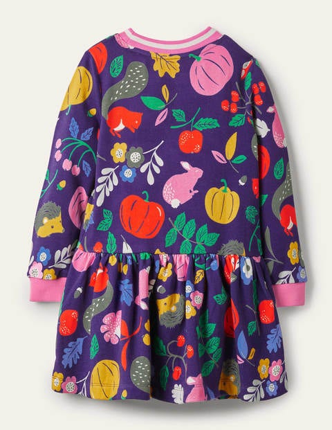 Cosy Printed Sweatshirt Dress - Starboard Blue Forest Friends Cosy Printed Sweatshirt Dress - Starboard Blue Forest Friends