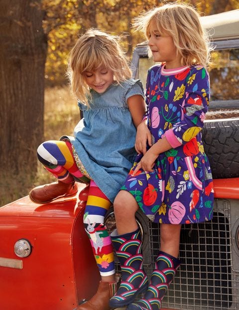 Cosy Printed Sweatshirt Dress - Starboard Blue Forest Friends Cosy Printed Sweatshirt Dress - Starboard Blue Forest Friends