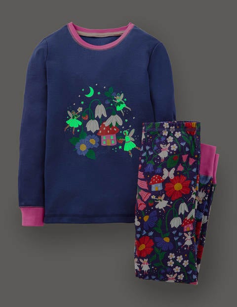 Cosy Glow In The Dark Pajamas - Starboard Blue Forest Fairies Cosy Glow In The Dark Pajamas - Starboard Blue Forest Fairies