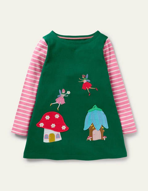 Appliqué Pocket Tunic - Forest Green Fairies Appliqué Pocket Tunic - Forest Green Fairies
