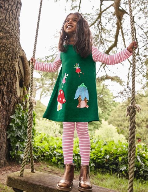 Appliqué Pocket Tunic - Forest Green Fairies Appliqué Pocket Tunic - Forest Green Fairies