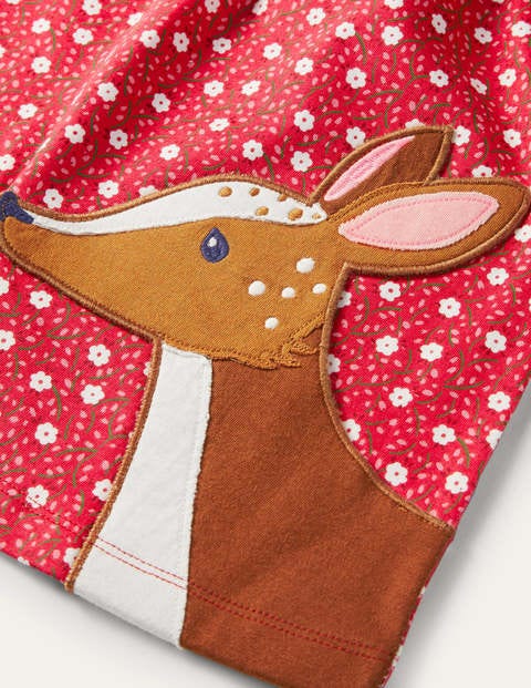 Appliqué Pocket Tunic - Floral Ditsy Rose Deer Appliqué Pocket Tunic - Floral Ditsy Rose Deer