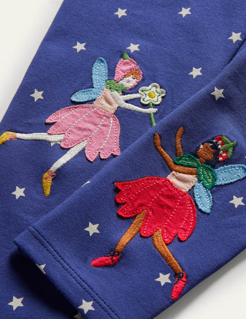 Fun Appliqué Leggings - Navy Glowing Stars Fairies Fun Appliqué Leggings - Navy Glowing Stars Fairies