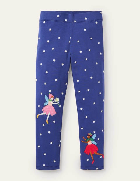 Fun Appliqué Leggings - Navy Glowing Stars Fairies Fun Appliqué Leggings - Navy Glowing Stars Fairies