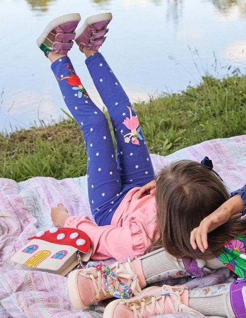 Fun Appliqué Leggings - Navy Glowing Stars Fairies Fun Appliqué Leggings - Navy Glowing Stars Fairies