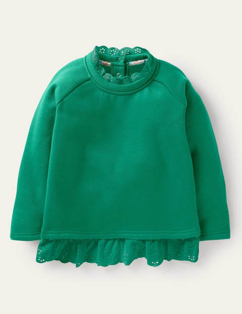 Broderie Trim Sweatshirt - Forest Green Broderie Trim Sweatshirt - Forest Green