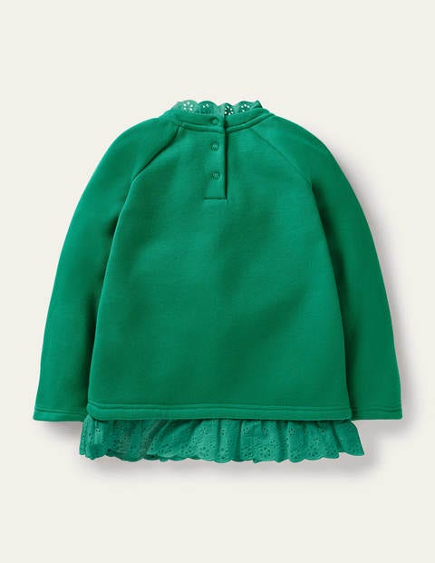 Broderie Trim Sweatshirt - Forest Green Broderie Trim Sweatshirt - Forest Green