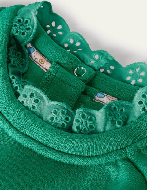Broderie Trim Sweatshirt - Forest Green Broderie Trim Sweatshirt - Forest Green
