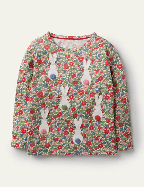 3D Flutter T-shirt - Multi Vintage Bloom Bunnies