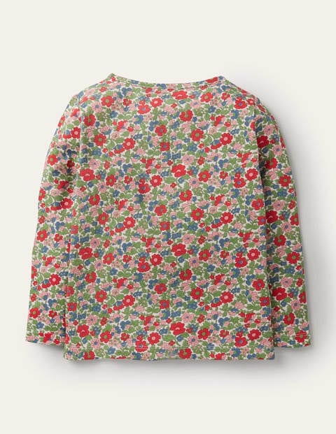 3D-Flatteroberteil - Bunt/Vintageblau, Blumen/Häschen 3D-Flatteroberteil - Bunt/Vintageblau, Blumen/Häschen