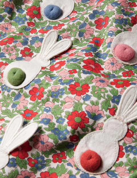 3D-Flatteroberteil - Bunt/Vintageblau, Blumen/Häschen 3D-Flatteroberteil - Bunt/Vintageblau, Blumen/Häschen