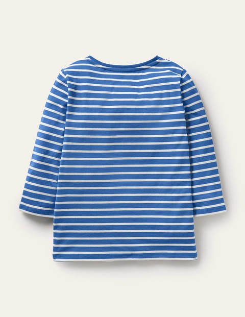Embroidered Stripy T-shirt - Elizabethan Blue/Ivory Mouse Embroidered Stripy T-shirt - Elizabethan Blue/Ivory Mouse