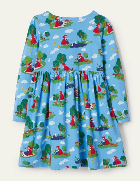 Long Sleeve Fun Jersey Dress - Surfboard Blue Red Riding Hood Long Sleeve Fun Jersey Dress - Surfboard Blue Red Riding Hood