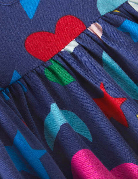 Long Sleeve Fun Jersey Dress - Starboard Blue Rainbow Magic Long Sleeve Fun Jersey Dress - Starboard Blue Rainbow Magic
