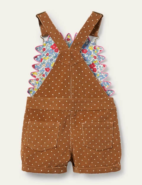 Animal Short Cord Dungarees - Butterscotch Brown Hedgehog Animal Short Cord Dungarees - Butterscotch Brown Hedgehog