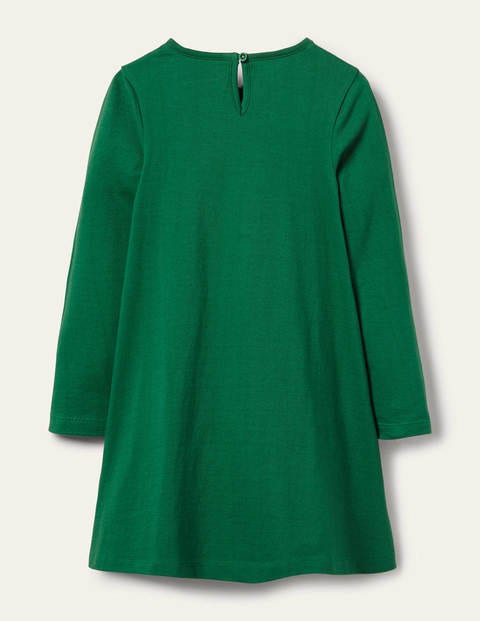 Big Appliqué Jersey Dress - Forest Green Animals Big Appliqué Jersey Dress - Forest Green Animals