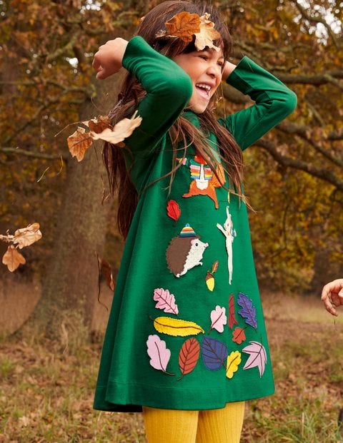 Big Appliqué Jersey Dress - Forest Green Animals Big Appliqué Jersey Dress - Forest Green Animals