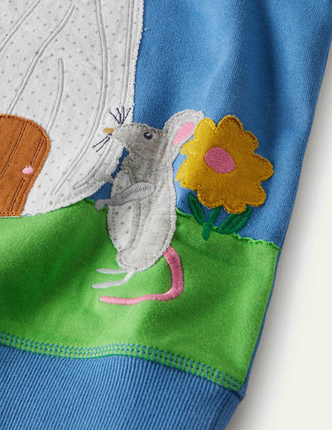 Bequemes Sweatshirt mit Applikation - Elisabethanisches Blau, Fliegenpilz Bequemes Sweatshirt mit Applikation - Elisabethanisches Blau, Fliegenpilz