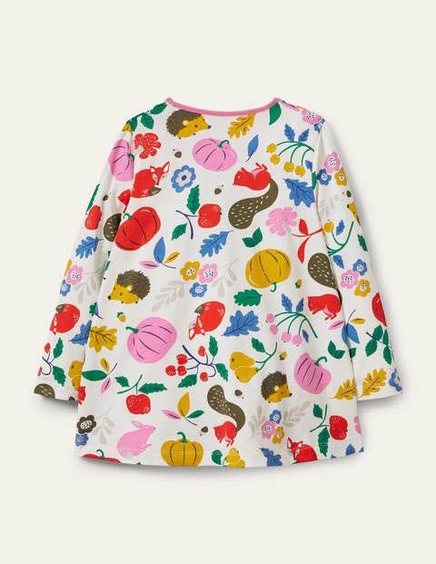 Printed Jersey Pocket Tunic - Ivory Forest Friends Printed Jersey Pocket Tunic - Ivory Forest Friends