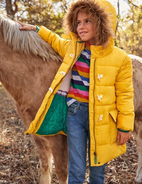 Longline Padded Jacket - Honeycomb Yellow Longline Padded Jacket - Honeycomb Yellow