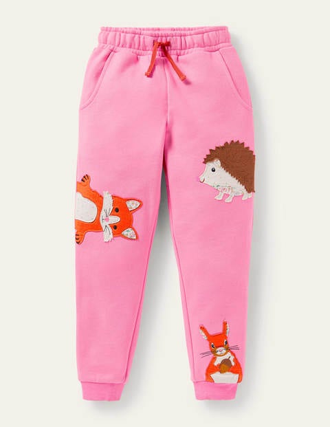 Cosy Appliqué Joggers - Bright Petal Pink Animals Cosy Appliqué Joggers - Bright Petal Pink Animals