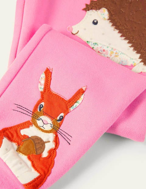 Cosy Appliqué Joggers - Bright Petal Pink Animals Cosy Appliqué Joggers - Bright Petal Pink Animals