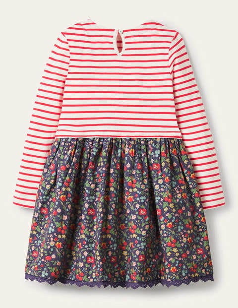 Kleid mit Mustermix - Segelblau/Herbstbeere, Blumenmuster Kleid mit Mustermix - Segelblau/Herbstbeere, Blumenmuster