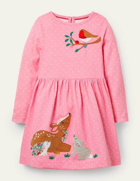 Fun Appliqué Dress - Formica Pink Deer Fun Appliqué Dress - Formica Pink Deer