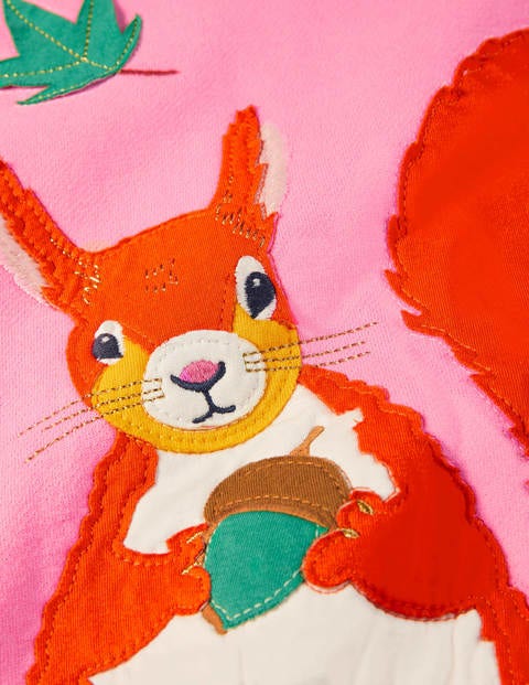 Appliqué Hoodie - Bright Petal Pink Squirrel Appliqué Hoodie - Bright Petal Pink Squirrel