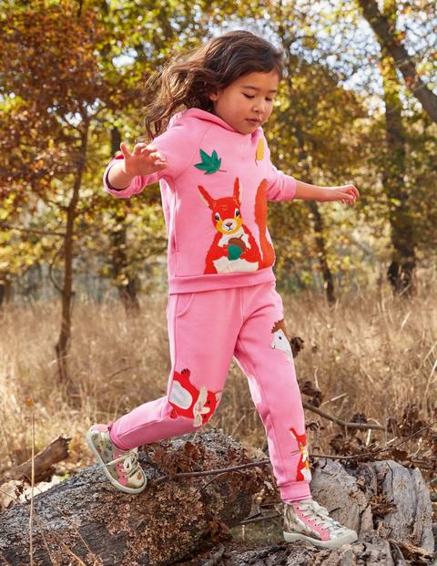 Appliqué Hoodie - Bright Petal Pink Squirrel Appliqué Hoodie - Bright Petal Pink Squirrel