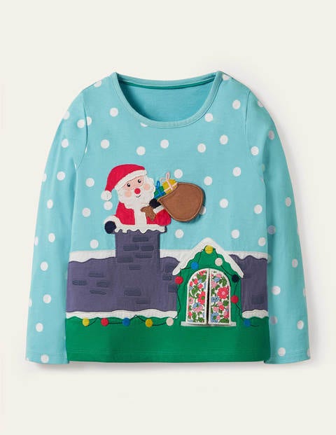 Lift-the-flap T-shirt - Frost Blue Father Christmas