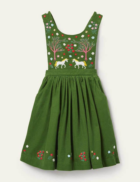 Besticktes Schürzenkleid - Weidengrün, Cord Besticktes Schürzenkleid - Weidengrün, Cord