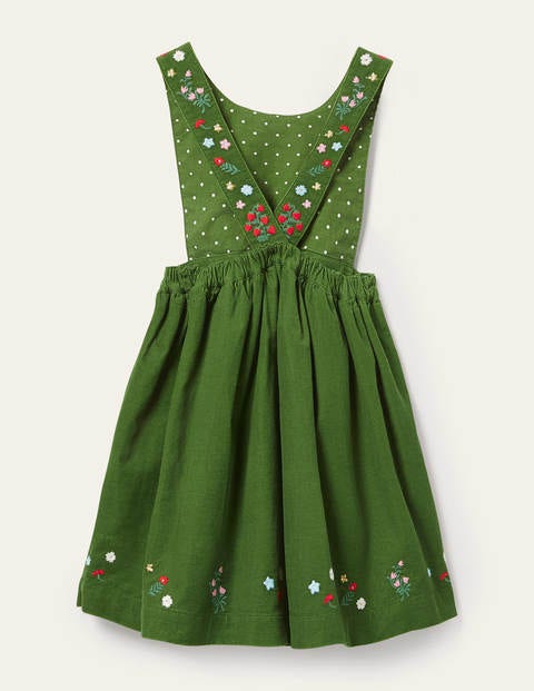 Besticktes Schürzenkleid - Weidengrün, Cord Besticktes Schürzenkleid - Weidengrün, Cord