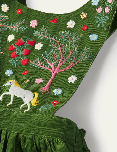 embroidered pinafore dress