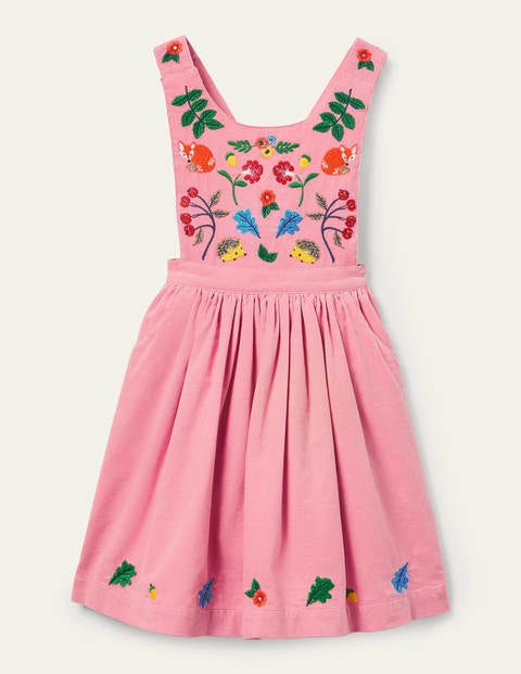 Embroidered Pinafore Dress - Formica Pink Cord Embroidered Pinafore Dress - Formica Pink Cord