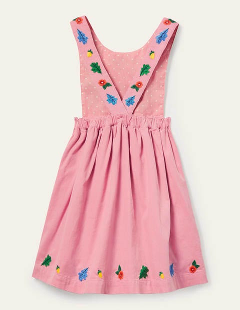 Embroidered Pinafore Dress - Formica Pink Cord Embroidered Pinafore Dress - Formica Pink Cord