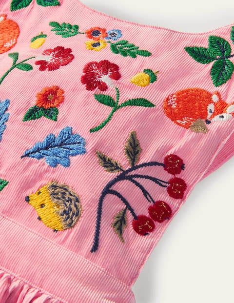 Embroidered Pinafore Dress - Formica Pink Cord Embroidered Pinafore Dress - Formica Pink Cord