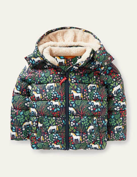 Cosy Padded Jacket - Stormy Blue Unicorn Tapestry Cosy Padded Jacket - Stormy Blue Unicorn Tapestry