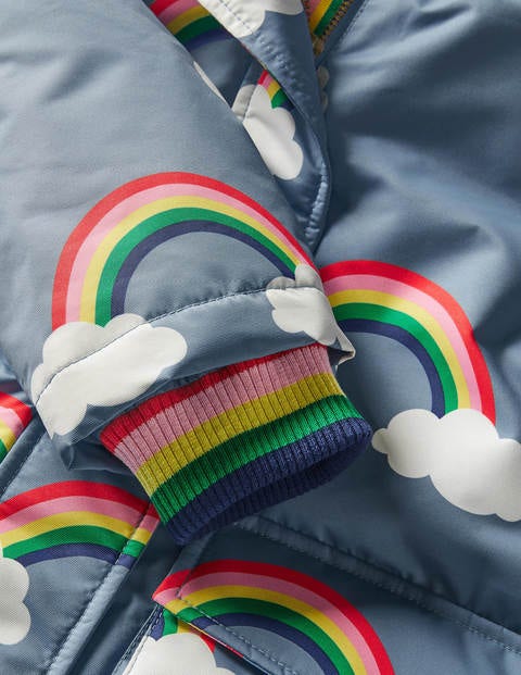 Cosy Waterproof Coat - Wren Blue Rainbow Clouds Cosy Waterproof Coat - Wren Blue Rainbow Clouds
