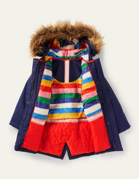 Cosy Waterproof Coat - College Navy Rainbow Cosy Waterproof Coat - College Navy Rainbow